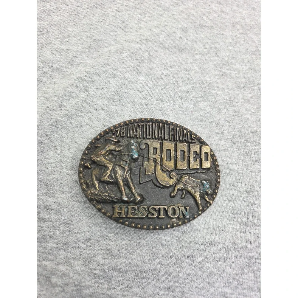 Vintage 1978 Hesston National Finals Rodeo NFR Solid Brass Belt Buckle Heavy
